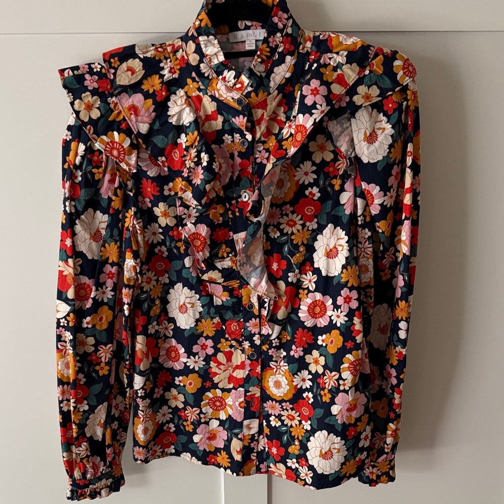KARLIE Ruffle Blouse - Multicolor